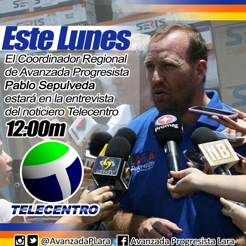 APsimonplanas's tweet photo. @Pablosepulvedam Coordinador Regional d #AvanzadaProgresista Lara por @telecentro_11 mañana 12 m https://t.co/D01944lM7I