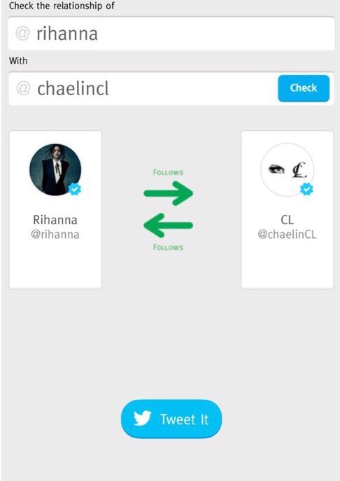 so0mpi's tweet photo. #ICYMI: #CL and #RIHANNA are now mutuals on #TWITTER 

Will be any news on the possible collab? @chaelinCL @rihanna https://t.co/YZODKJe4mv