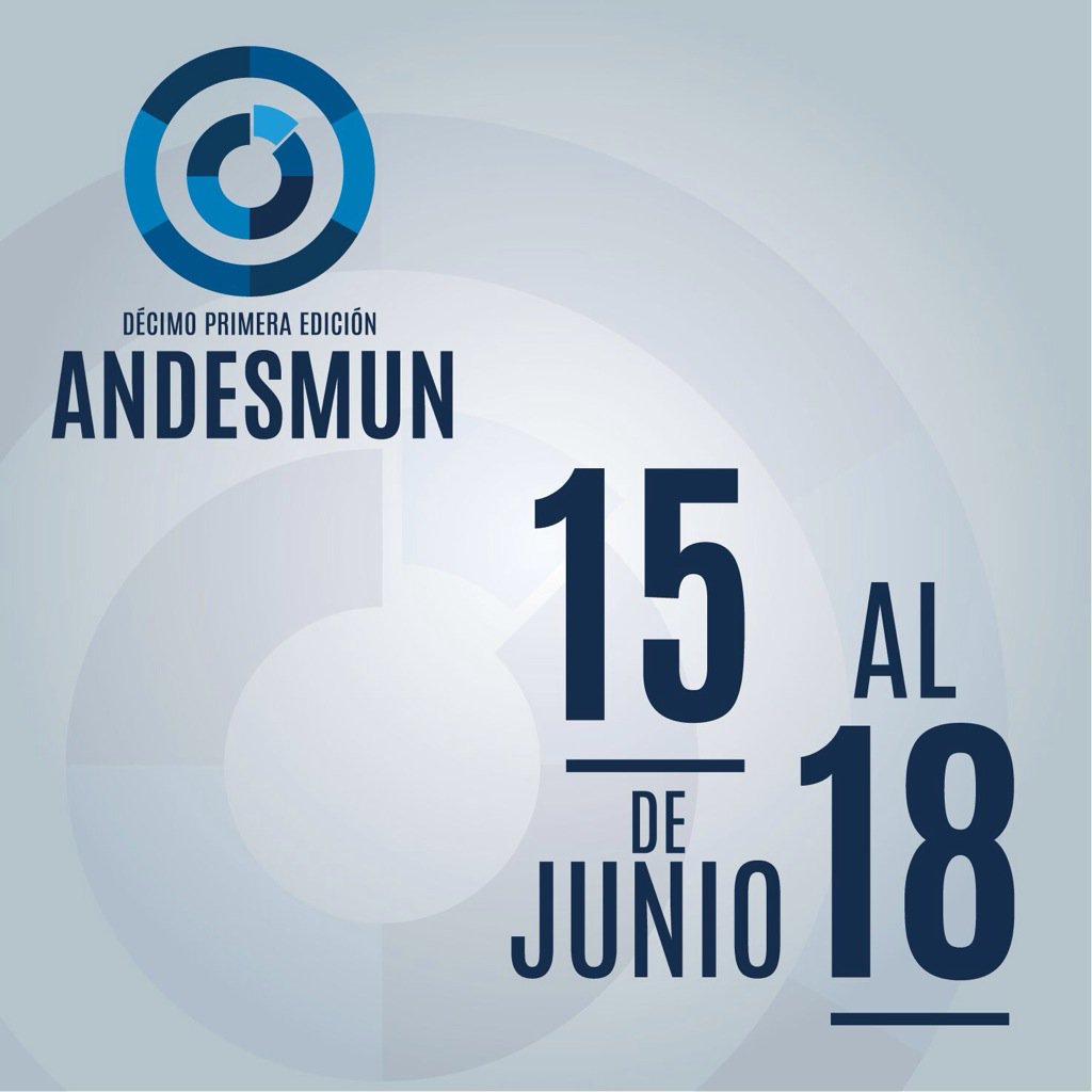 ANDESMUN's tweet photo. TENEMOS FECHA: El #ANDESMUN en su onceava edición se realizará del 15 al 18 de junio de 2016. #ULA #XIANDESMUN https://t.co/hJxpwZx57S