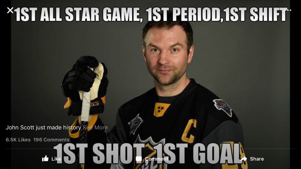 djaysoundwave's tweet photo. #NHLAllStar way to go John Scott. You show them https://t.co/i1SOdEr080
