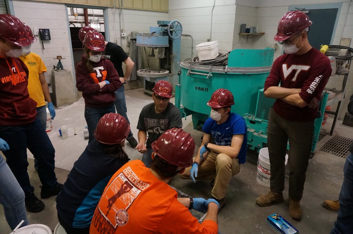 VTConcreteCanoe's tweet photo. "Pour" Day was a success!! 25 members put an incredible 206 man-hours worth of work! VA Conference, here we come! https://t.co/qsYIB3rW3W
