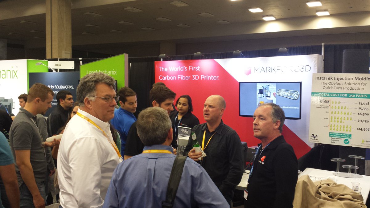 Markforged's tweet photo. Solidworks World just began and our booth is already packed.  Come check us out @SOLIDWORKSWorld booth 226 https://t.co/ZQUd0vsMM3