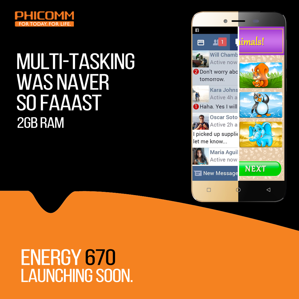 PHICOMMIndia's tweet photo. When you multitask, nothing should come in the way. 
Energy 670 comes with 2GB/16 GB RAM/ROM. 
Coming soon! https://t.co/IL1P01eGsC