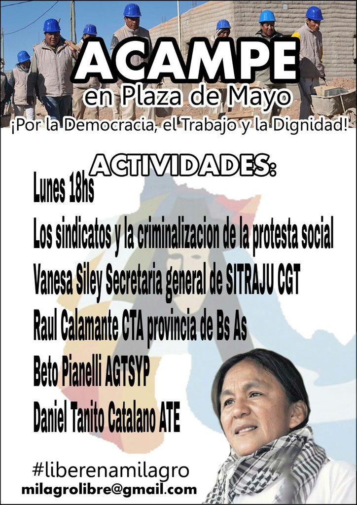 Mañana en el acampe de Plaza de Mayo
#LibertadAMilagroSala
#noalacriminalizaciondelaprotesta