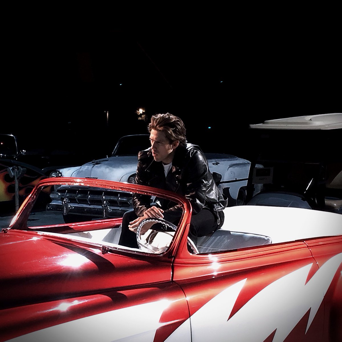 DavidKorins's tweet photo. Stranded at the drive-in. #greaselive @GoGrease https://t.co/YfKWdg9ihP