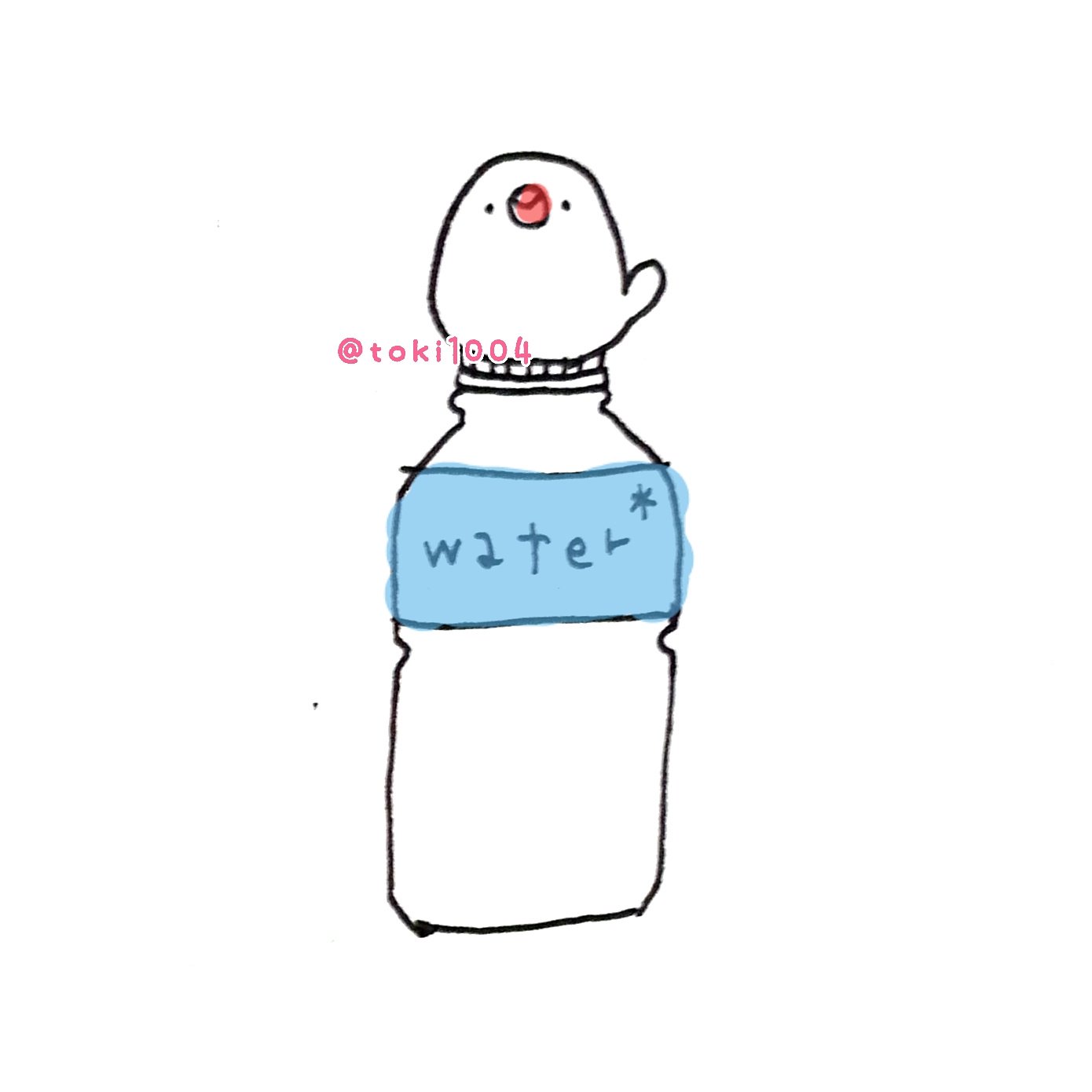 イラストレーターとき ペットボトルキャップホルダー 絵 イラスト イラストレーター お絵描き ドローイング 一発描き ボールペン 文鳥 Bird ペットボトル T Co Gitthravxz Twitter