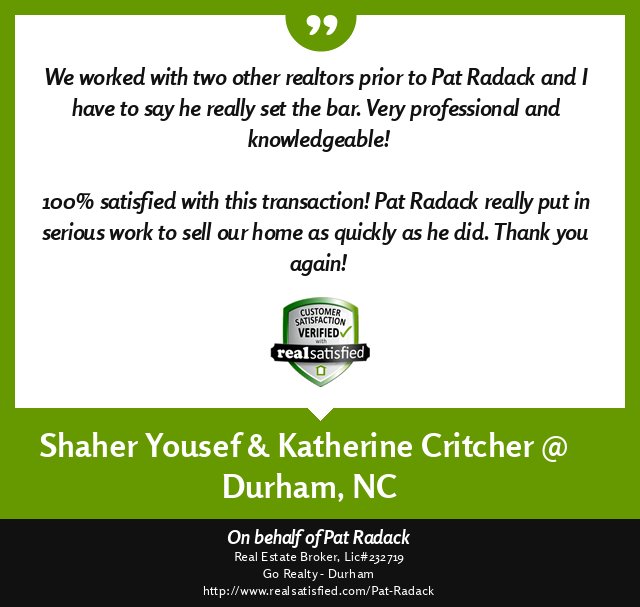 Nothing feels quite like a satisfied client. Thanks! realsatisfied.com/Pat-Radack via <a href="/realsatisfied/">RealSatisfied</a>