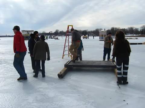 Fantastic day to install <a href="/PedalBearMN/">Pedal Bear</a> on White Bear Lake <a href="/ArtShanty/">Art Shanty Projects</a>. Ice is 13 inches thick.
