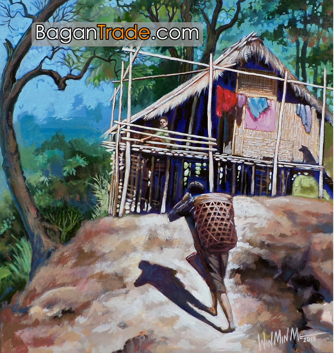 BaganTradeGroup's tweet photo. Painting about the "Return Home" by Myanmar Artist Win Min Maung. https://t.co/zb5Or1HL0g  #MyanmarExport quality https://t.co/H0AwmQlvGF