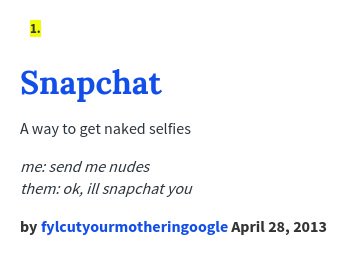 Urban Dictionary On Twitter Minicookiethief Snapchat A Way To Get Naked Selfies Https T Co Papdaniskz Https T Co Jj7ug9qqgc