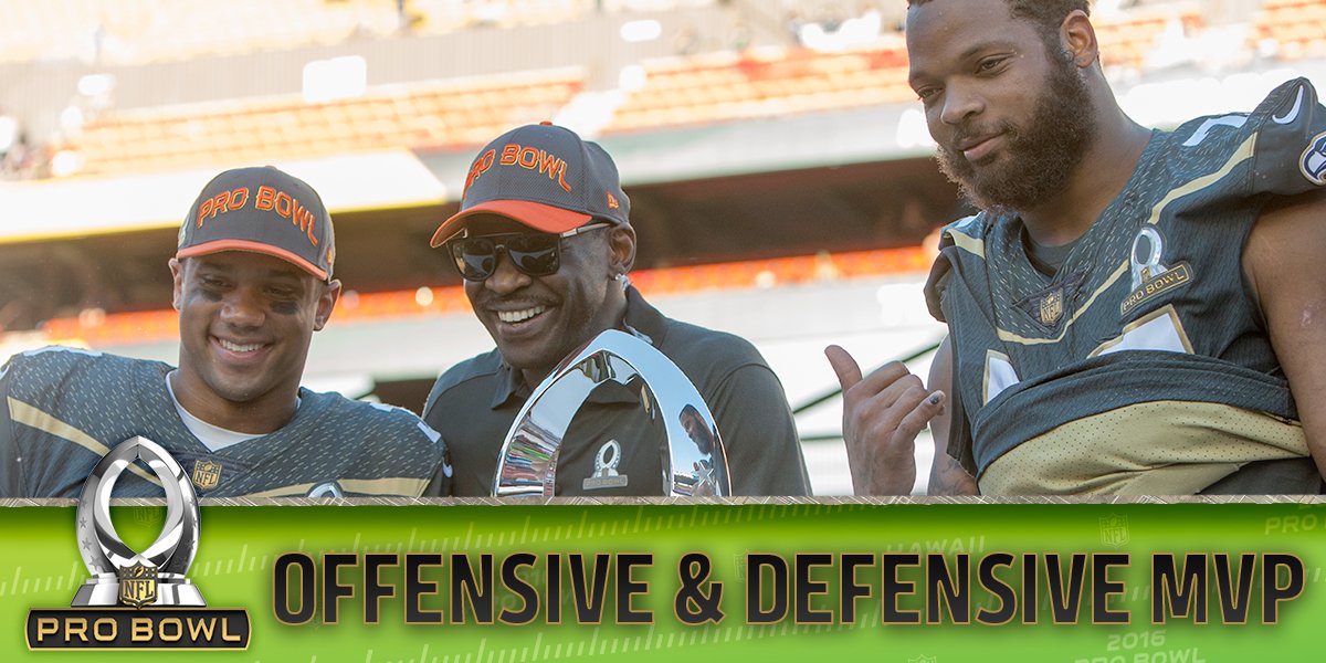 Seahawks's tweet image. Congratulations to our two 2016 #ProBowlMVP's, @DangeRussWilson and @mosesbread72!

#GoHawks