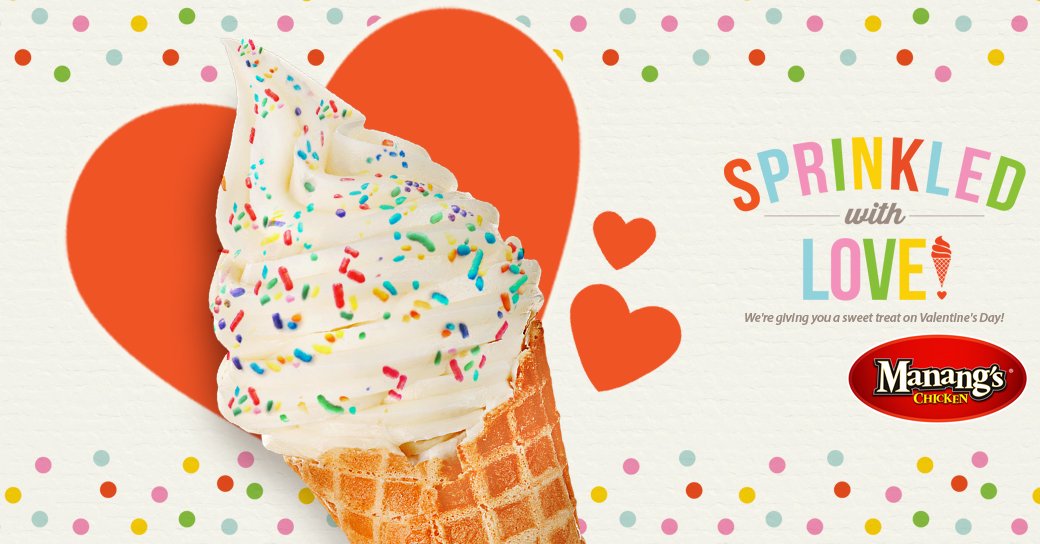 ManangsChicken's tweet image. It&apos;s the Love Month! &quot;Because we love you, we&apos;re giving you a sweet treat on V-Day!  on.fb.me/1JTrvWg