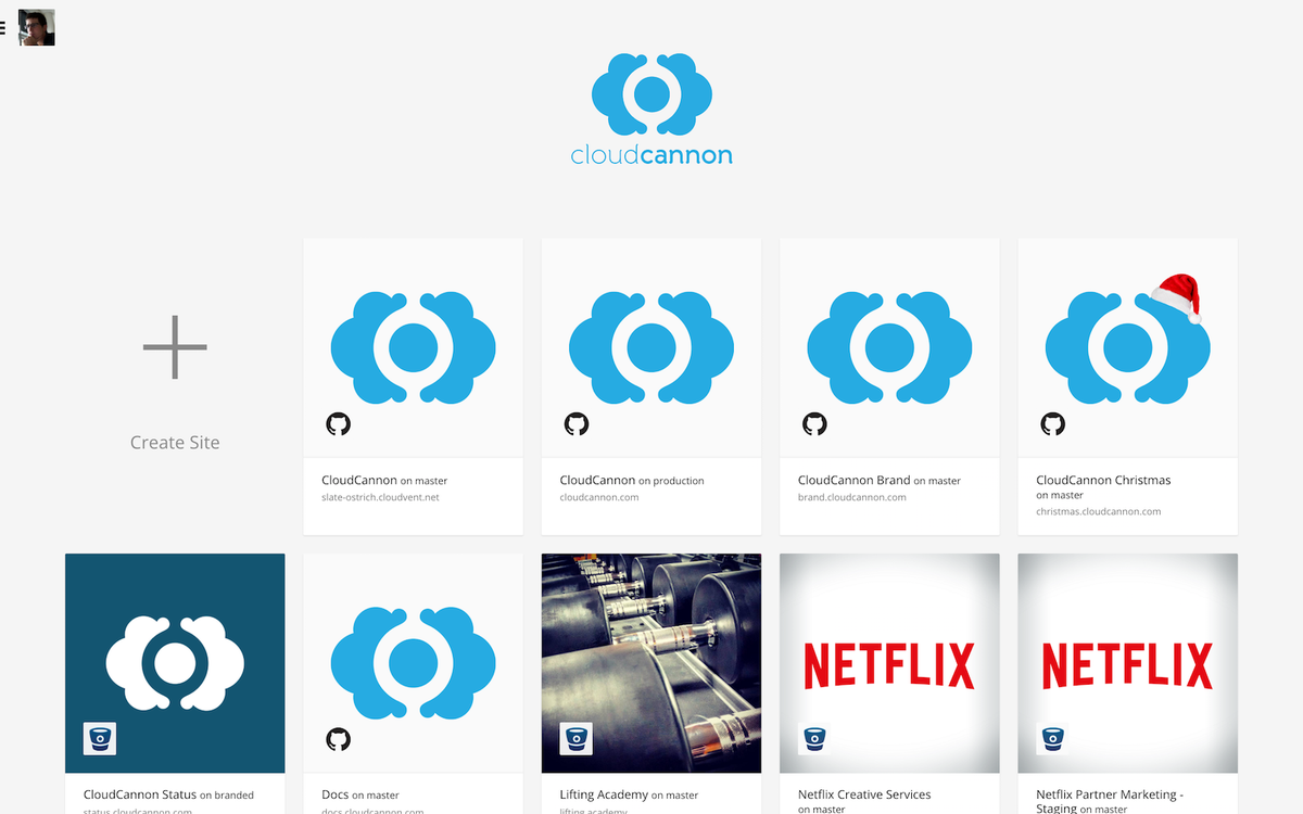 A redesigned sites list on @CloudCannonApp, my sites have never looked better.