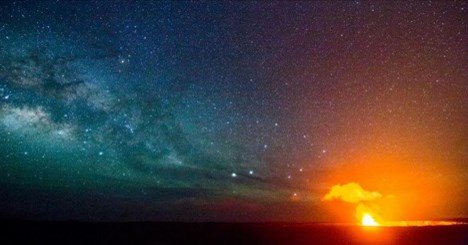 abbassamalik's tweet image. At Hawaii Volcano National Park, a crater glows beneath the starry sky. Discover more 
pinterest.com/natgeo/photos-…