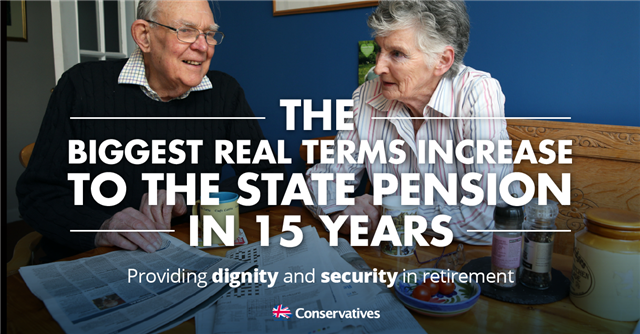Wisbechtories's tweet photo. The biggest real terms increase to the basic State Pension in 15 years https://t.co/TNUd49K01Q https://t.co/PH6R0YyrU9