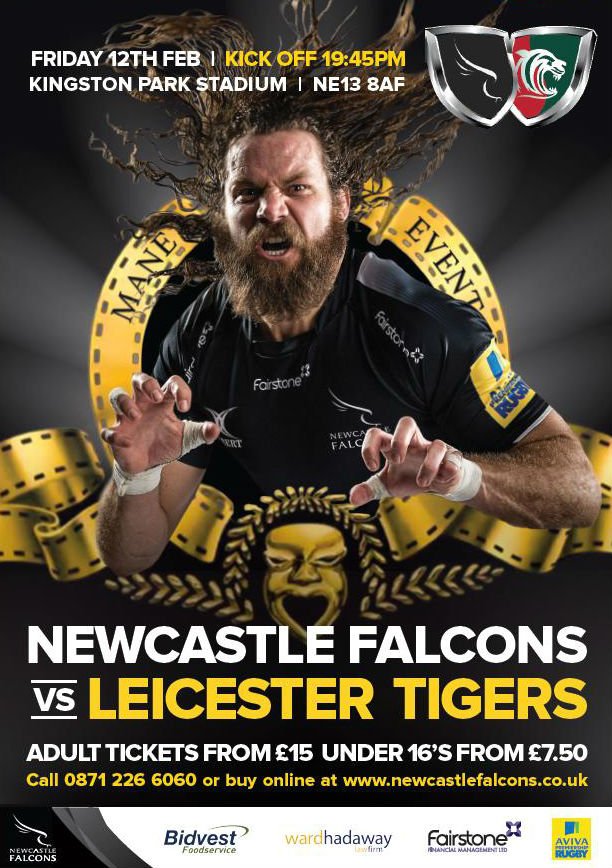 Book your tickets for <a href="/FalconsRugby/">Falconsrugby</a> v <a href="/LeicesterTigers/">Leicester Tigers</a> match on 12th Feb now.Its set to be a cracker! #falconsfamily