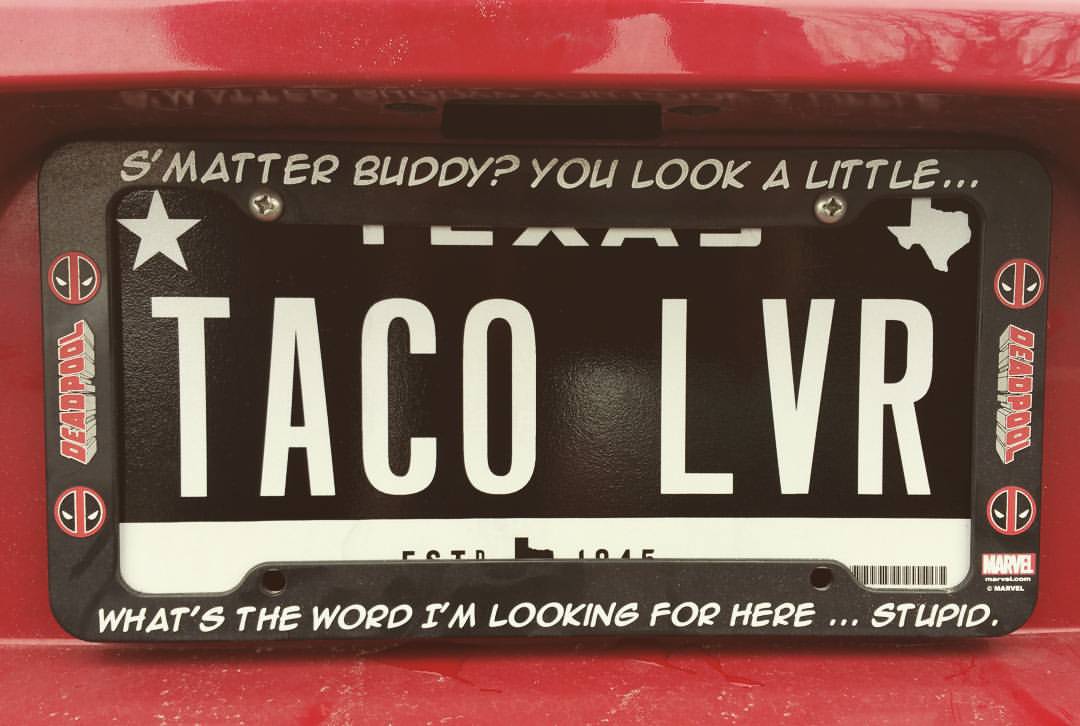 sveilien's tweet photo. @VancityReynolds @deadpoolmovie New plates are in. https://t.co/MamPnSJ0Iv