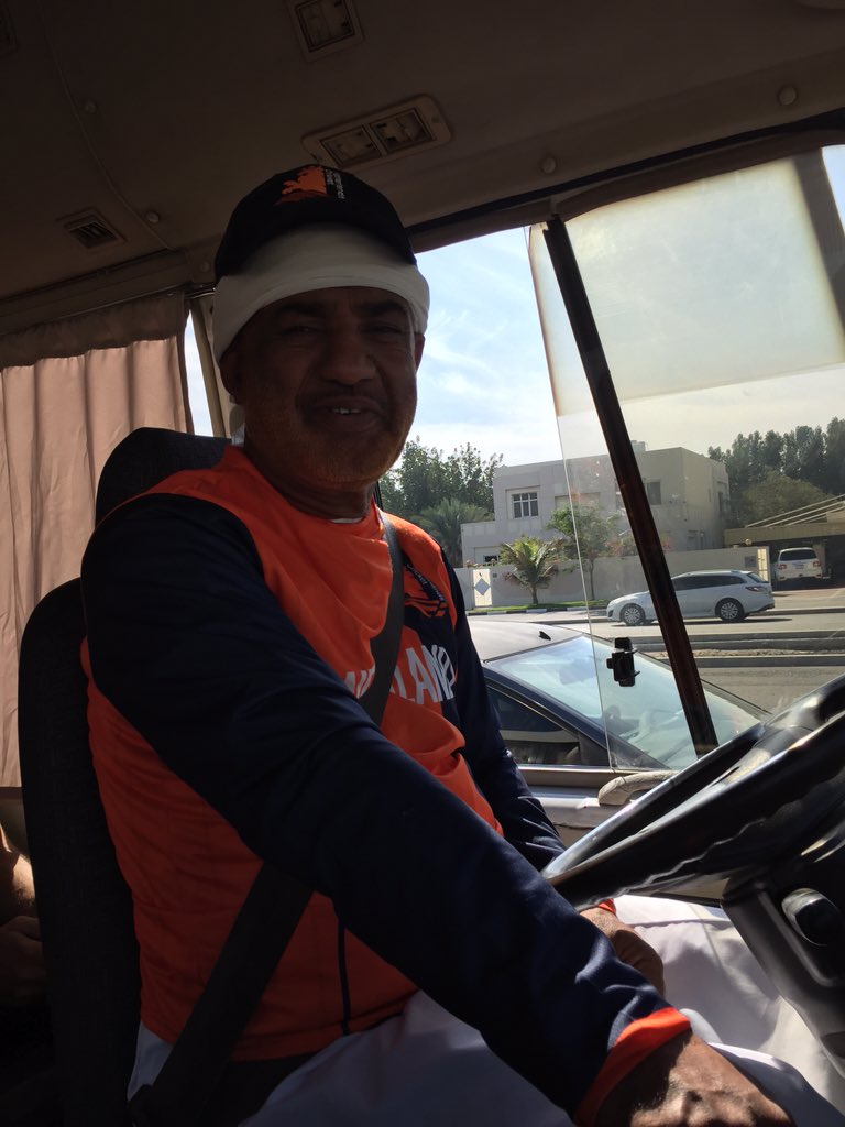KNCBcricket's tweet image. On our way to the Abu Dhabi ground from the Dubai hotel with driver Rashid #properkit