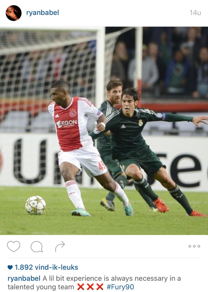 teamfrankdboer's tweet photo. @Ryanbabel doet open sollicitatie op Instagram: #Hero #EchteAjacied https://t.co/tdlZ0Lpqgf