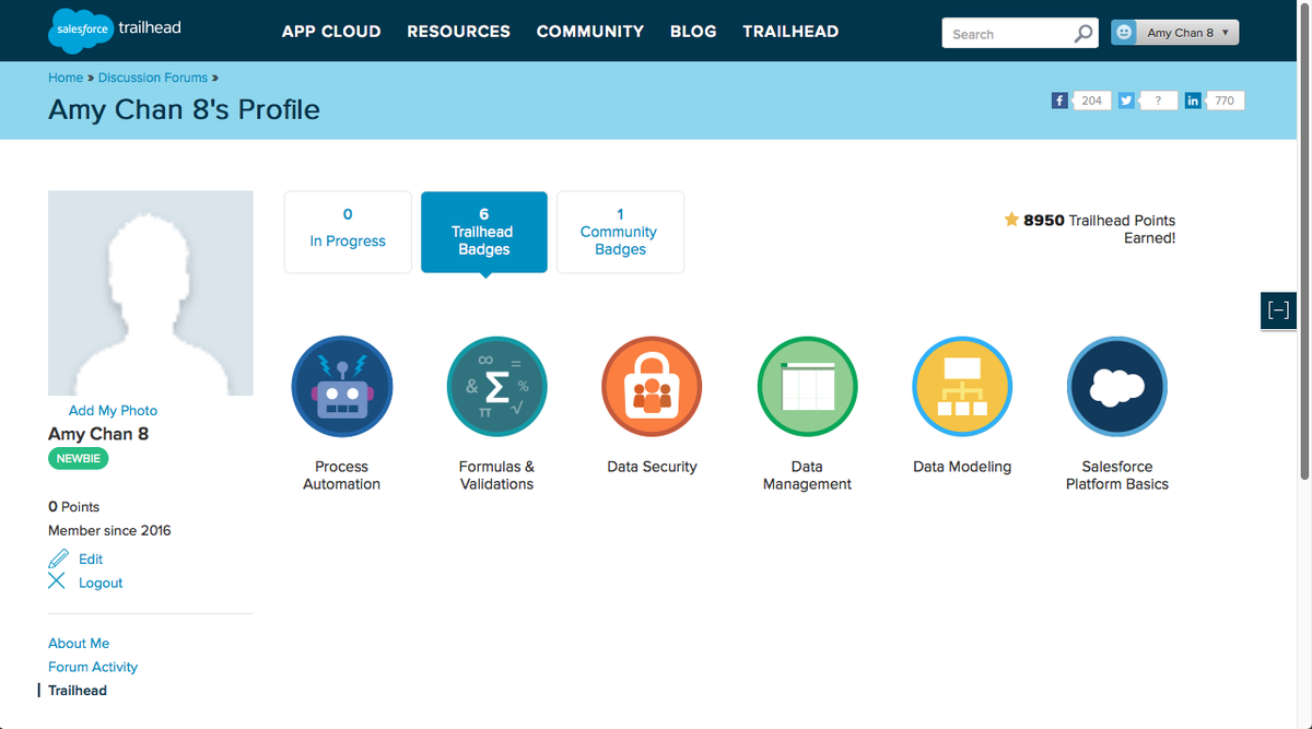CraftPlusTech's tweet photo. Just in time! A total of 6 #Trailhead badges @Salesforce for the #CompassofWisdom #CloakofAdventure challenges! https://t.co/NOAhbnKrRO