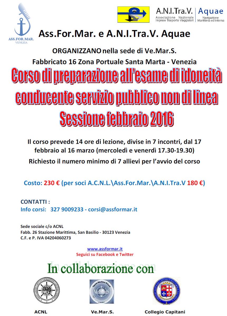 AssForMar's tweet photo. #Venezia: esame conducente servizio pubblico non di linea, preparati con #AssForMar! https://t.co/A9XfnHDIi8 https://t.co/BluJV0cVRr