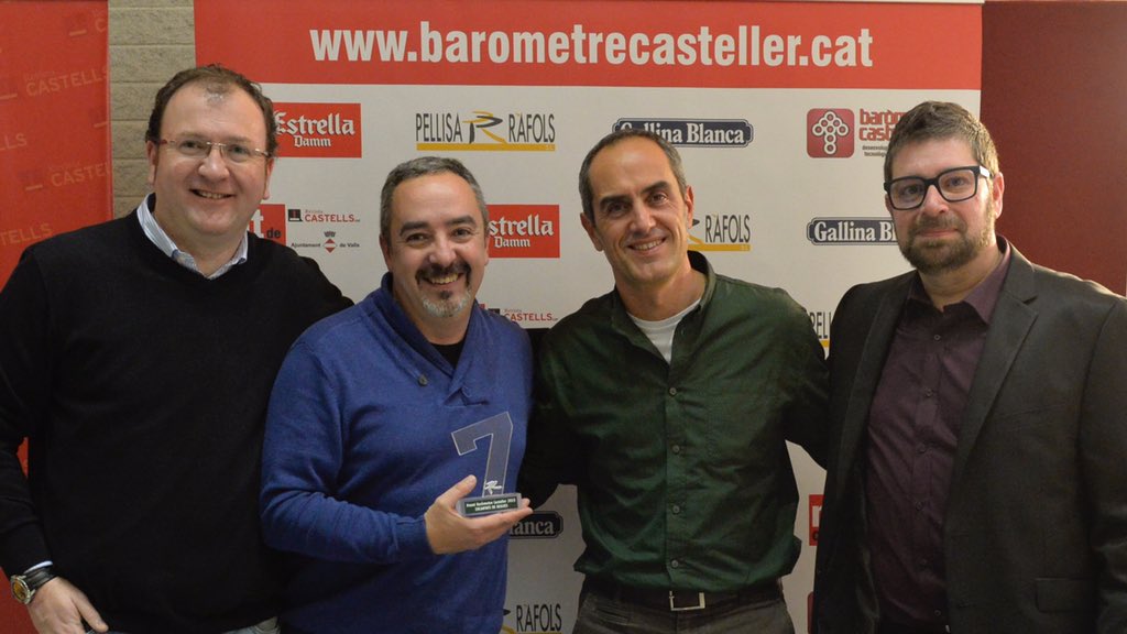 barometreCAST's tweet photo. Amb els @EncantatsBegues trofeu Baròmetre2015 colla de 7 #NitdeCastells16 #castellers https://t.co/QT0Jq9uxX1