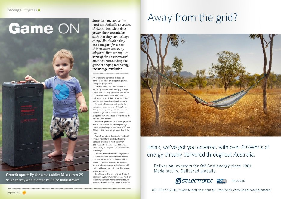 Narada and the storage revolution, From the article of The Solar Progress