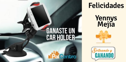 SGanando's tweet photo. ¡Felicitamos a Yennys Mejía por ser la ganadora del sorteo de un Car Holder cortesía de Palcentro https://t.co/sYjIHPEEA9
