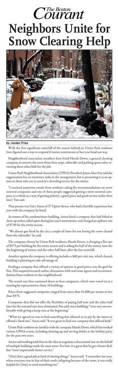 Snow shoveling company hired to cleanup several houses in the Union Park neighborhood #SouthEnd