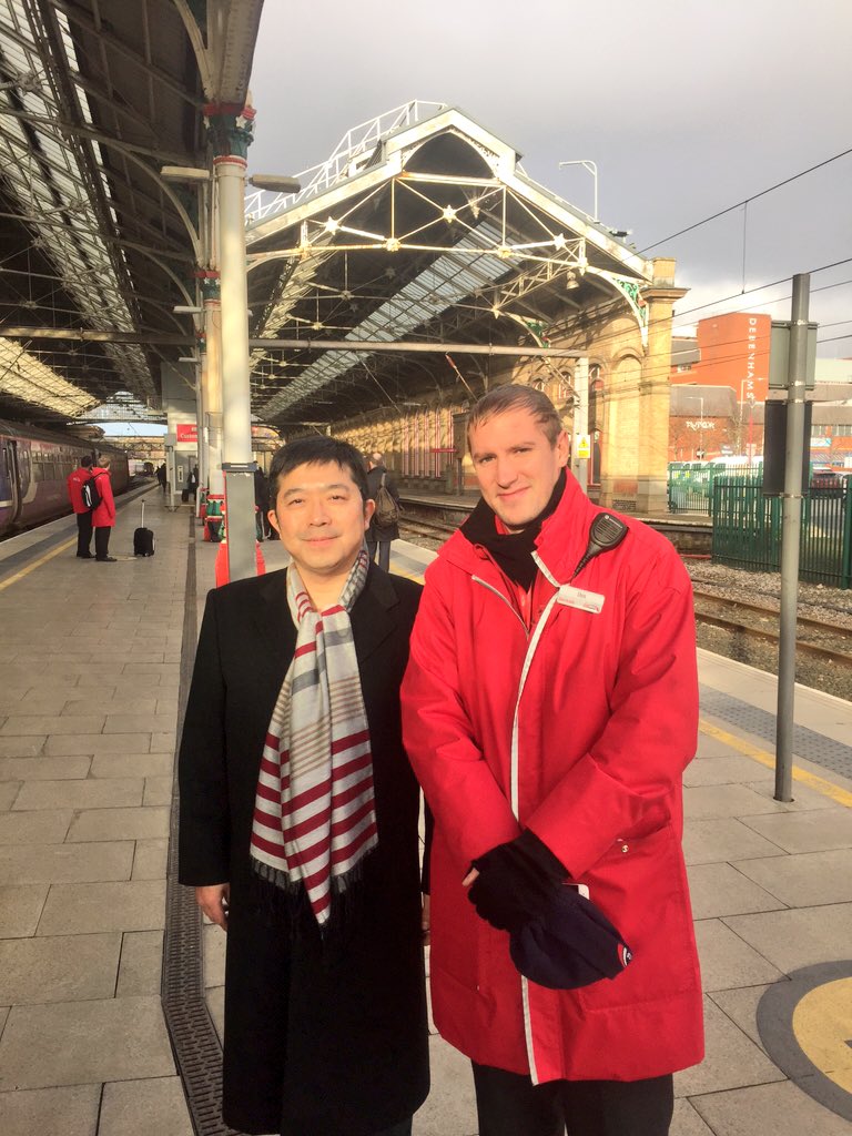 Thank you to Chris from @VirginTrains for helping Chef Hideaki Matsuo from Japan today #Obsession16