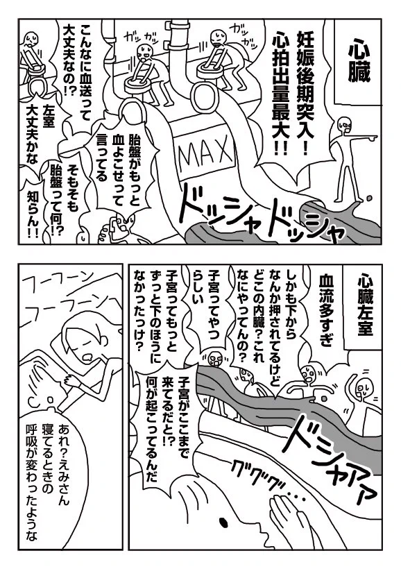 【漫画】妊娠後期の内臓は変形してるんだって…女性の身体すげぇ