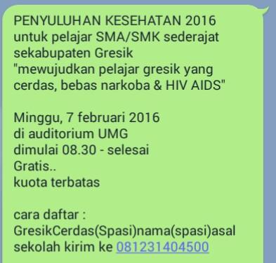 <a href="/TeaterNusa/">Teater Nusa</a> yuk pelajar gresik. Ikutan yuk. Ajak kerabatmu untuk cegah pelajar gresik dr bahaya narkoba dan HIV AIDS