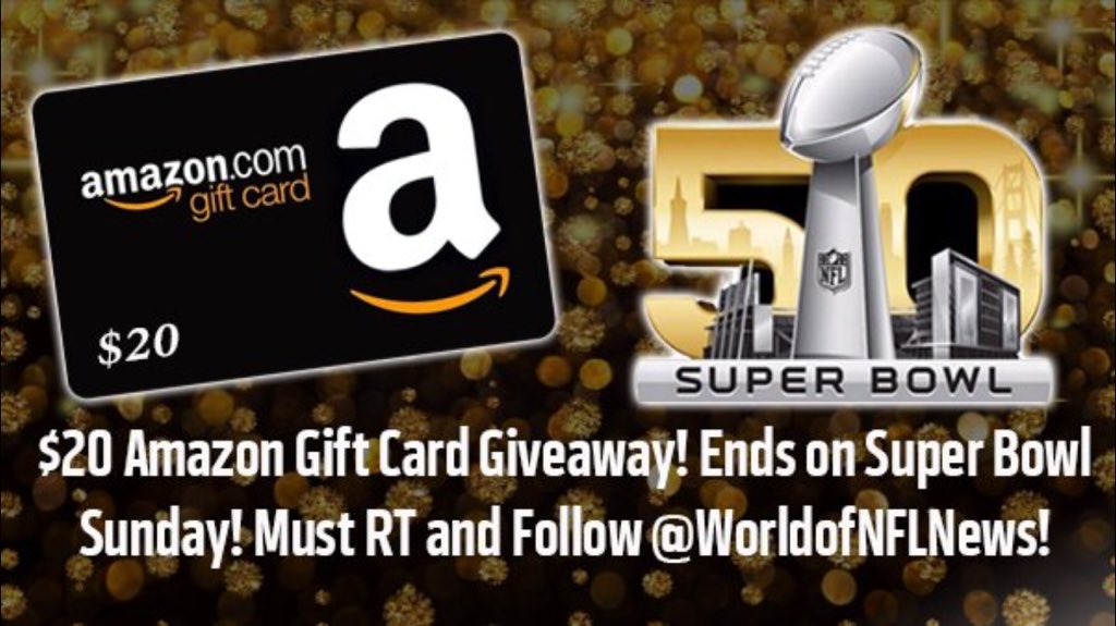 BucsHead02's tweet photo. #SB50 GIVEAWAY! Must RT and Follow to enter! $20 Amazon Gift Card! Ends after the Super Bowl! #Panthers #Broncos https://t.co/THw8HVz7pV