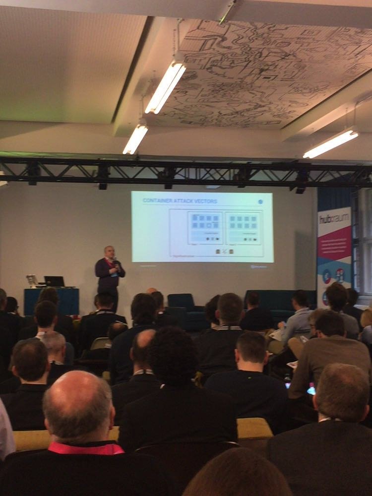 AquaSecTeam's tweet photo. Scalock's @ranio1 presenting at Deutsche Telekom's @hubraumberlin. #cybsecbc #Hubraum https://t.co/tMsuMBOHux