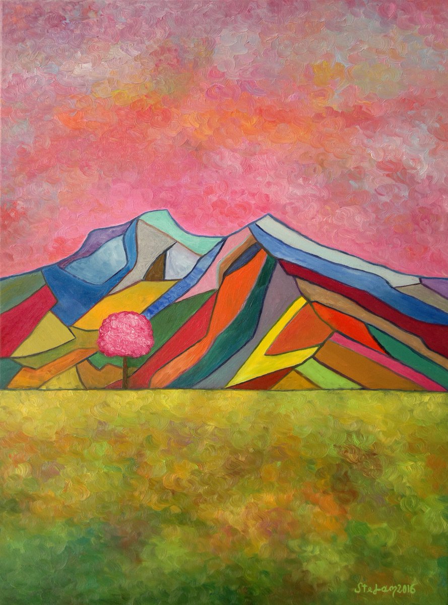 Stefan_Artist's tweet photo. "Twin peaks" | 80x60 cm | #landscape #mountains #spring #blossoms #naturelover #art #homedecor #painting #ArtLovers https://t.co/rUjV3DcMMf
