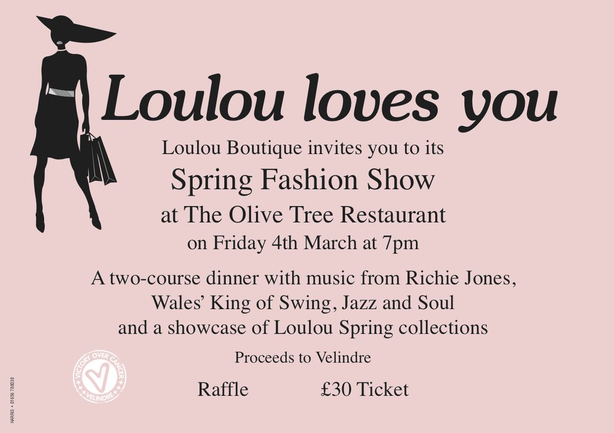 Spring Fashion Show and dinner at the Olive Tree Restaurant on Friday 4 March - call the shop for tickets x