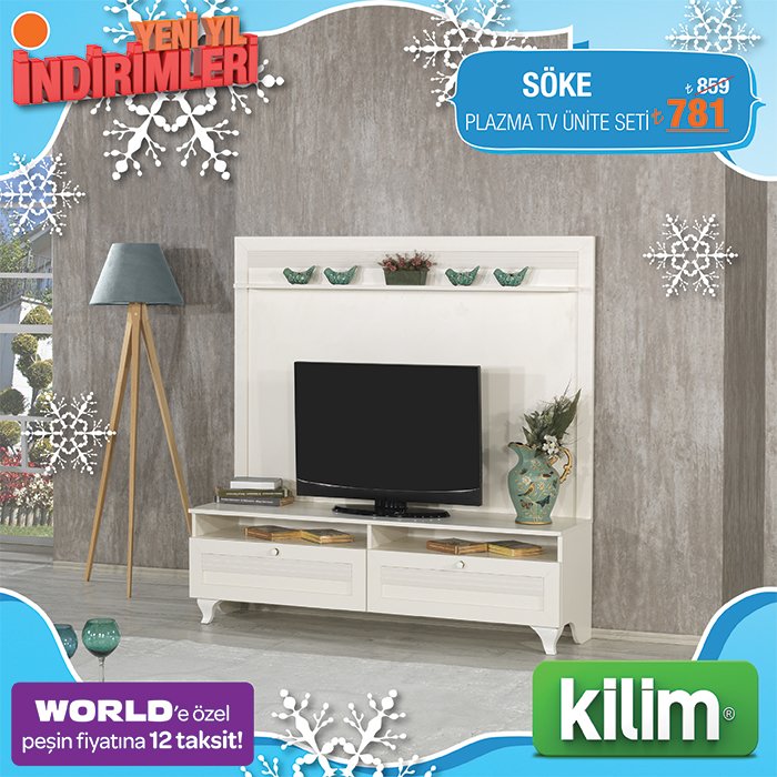 Kilim' de yeni yıl indirimleri başladı!
Söke Plazma Tv Ünite Seti 781,00 TL!
Daha fazlası web sayfamızda!