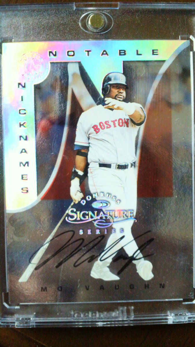 Kohe_mopump's tweet image. 懐かしのノータブル・ニックネーム97。ニックネームが書いてないレアなバージョン（笑） #Donruss #Hitdog