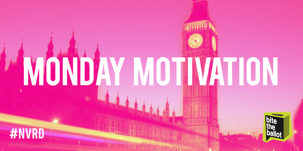 BiteTheBallot's tweet photo. Our #MondayMotivation is registering to vote. Quick, easy and gives you a say: https://t.co/FbyOB9YMzs https://t.co/sQMCf7qDWM