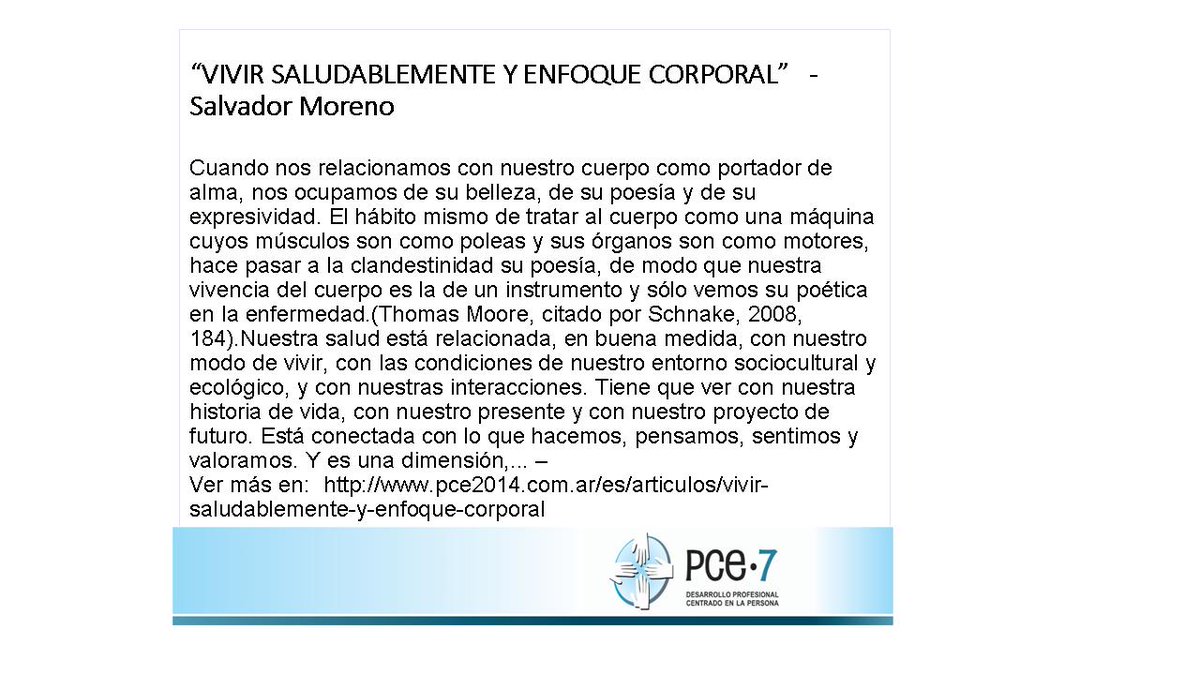 PCESiete's tweet photo. "VIDA SALUDABLE y ENFOQUE CORPORAL" - Salvador Moreno
https://t.co/0R1pC0GEKX

@FocusingMx #focusing #corporal https://t.co/G9p525mITX