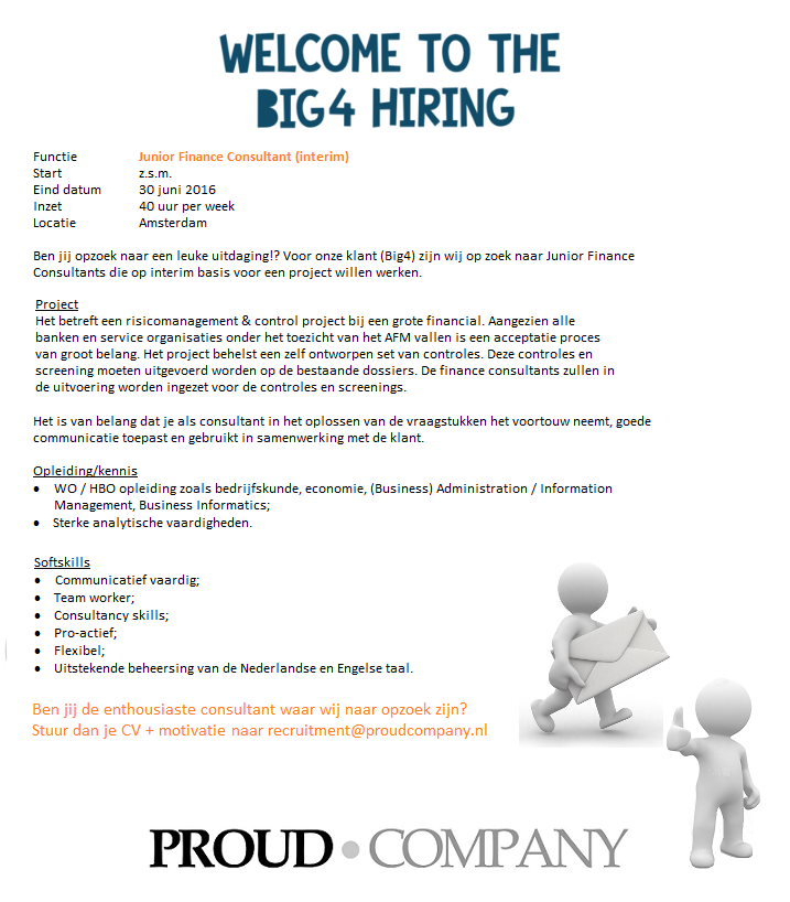 ProudICT's tweet photo. #jobs #junior #finance #consultant #big4 #vacature https://t.co/dvyDh0bhUg