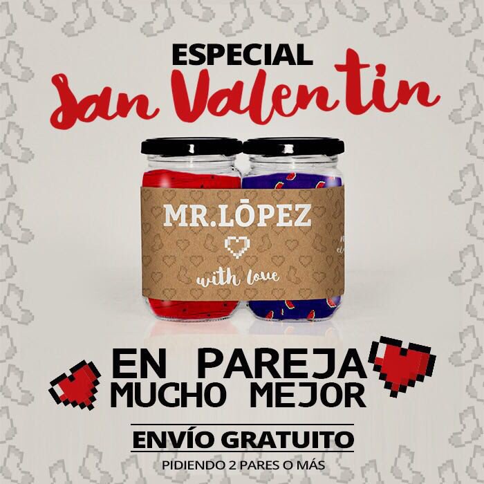 mrlopez_socks's tweet photo. En pareja siempre es mejor,regala #SanValentín en forma de calcetines.
#MadeInSpain #Socks #ElegantementeDiferentes https://t.co/QCYYoXs9eT