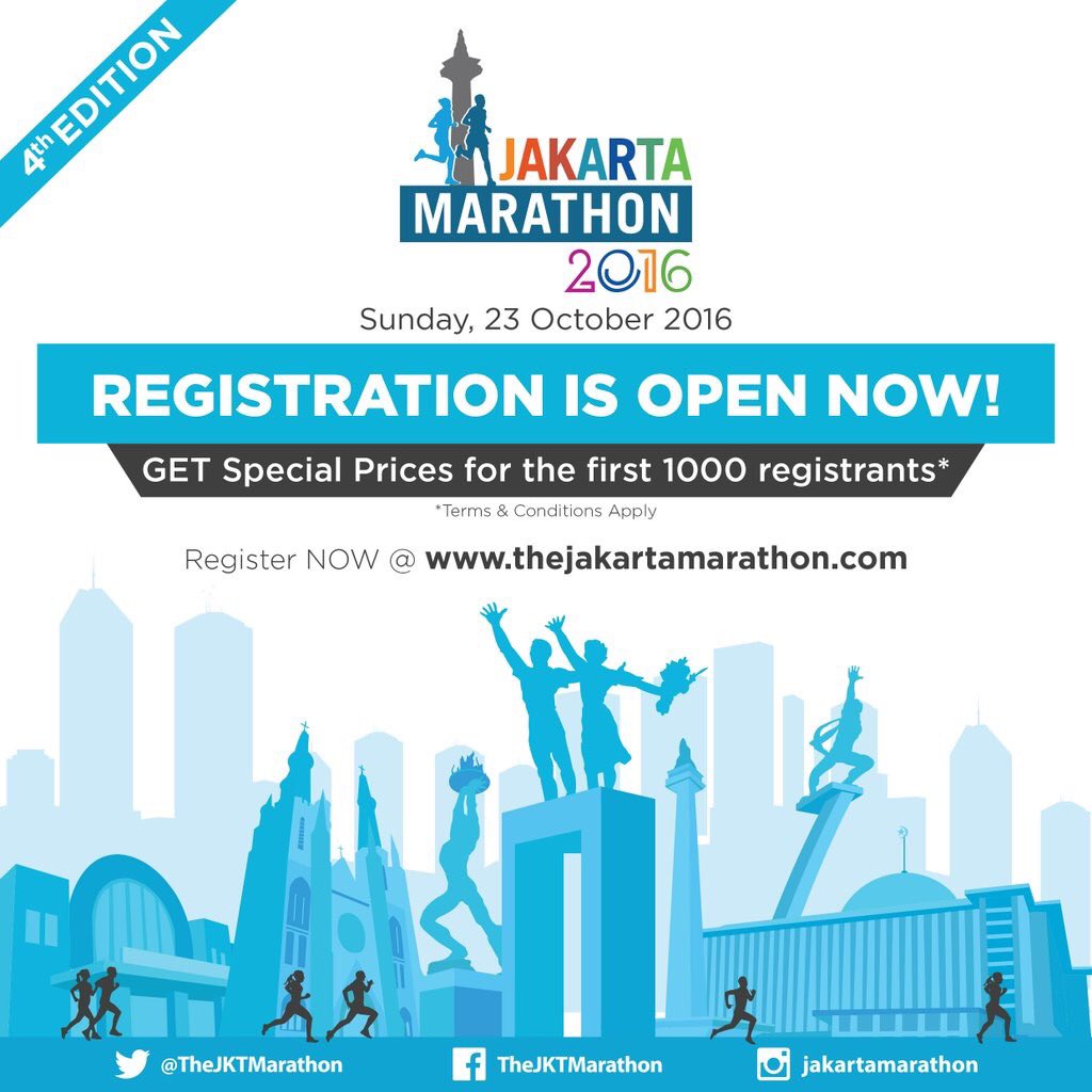 CJT_Runners's tweet photo. Hari ini pembukaan regist Jakarta Marathon 2016, silahkan yg mau ikut serta. Mumpung masih dlm harga early bid https://t.co/i4DyyGdXNd