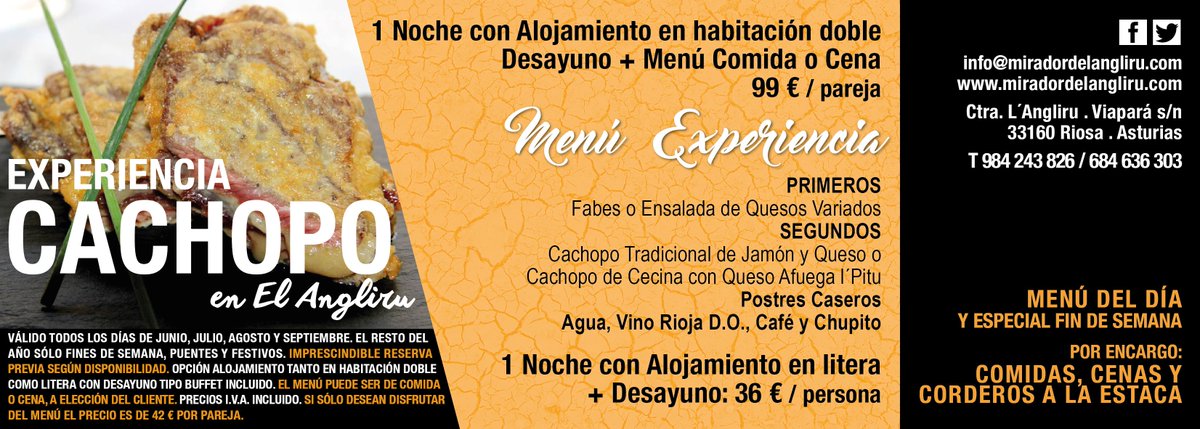 Desde este próximo finde. visita nuestra web: miradordelangliru.com; o en 984243826..ANGLIRU, TERRITORIO CACHOPO!!