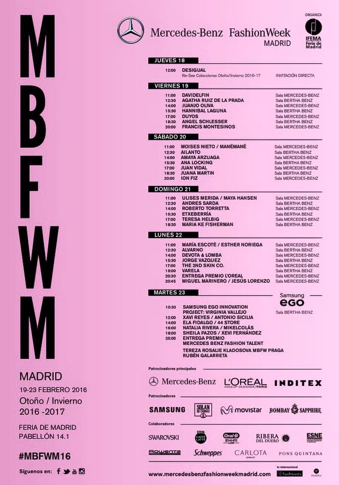 Empezamos la semana con notición, ¡ya tenemos el calendario de la próxima edición de #MBFWM16!