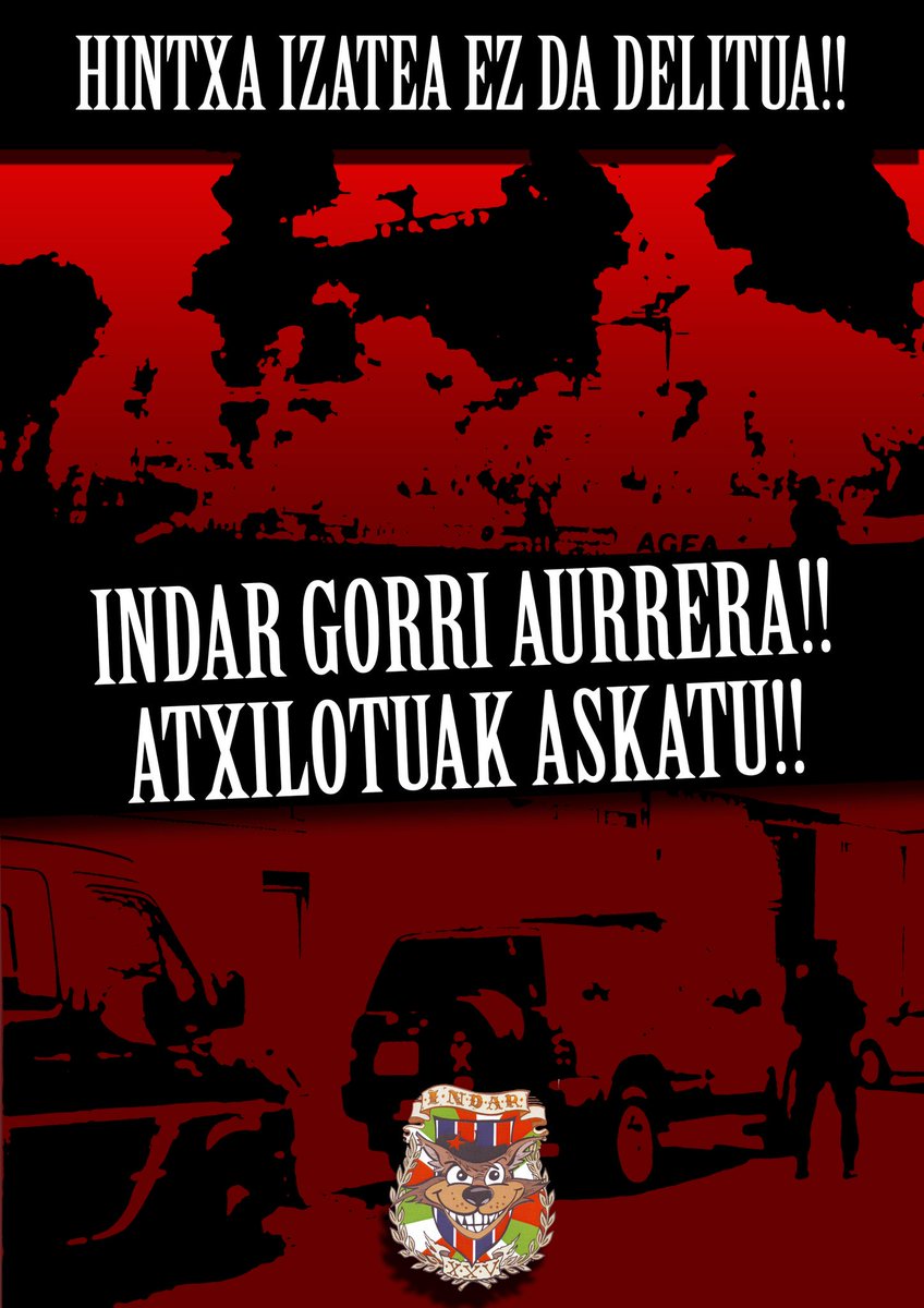 Gure elkartasun osoa Indar Gorriko kideei
Hintxa izatea ez da delitua!! Atxilotuak askatu!!
#IndarGorriAurrera