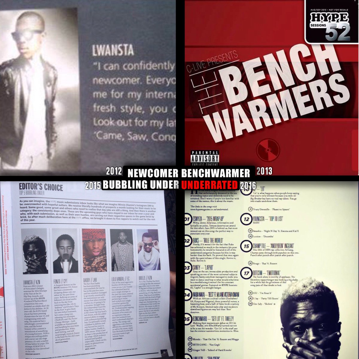 ByLwansta's tweet image. @HypeMagazineSA = the plug

From #NewComersDelight(2012) -&amp;gt; #Benchwarmer(2013) - #BubblingUnder -&amp;gt; #Underrated(2016)