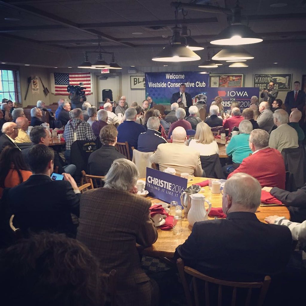Great to have Gov. @ChrisChristie here at the Westside Conservative Club this morning! #Christie2016 #iacaucus