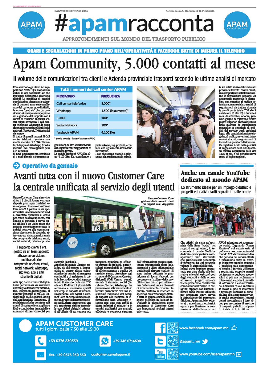 apam_mn's tweet photo. E' uscito #apamracconta: l'approfondimento curato dalla Gazzetta di Mantova sul nostro #TPL https://t.co/WbJPsKGoeQ