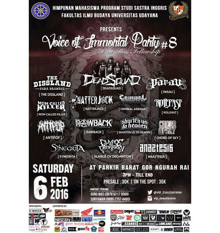 Voice Of Immortal Party#8 @rocknrollfast <a href="/antipop_grind/">ANTIPOP Official</a> <a href="/rawback_bali/">RawBack</a> @suthhardcore <a href="/chordofsky/">CHORD OF SKY ROCK</a> <a href="/Synegrita/">S Y N E G R I T A</a> etc.
